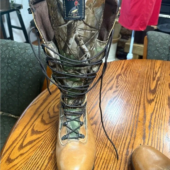 REDHEAD BRAND SIZE 12 M EUC SNAKE PROOF LACE UP CAM AND LEATHER HUNTING BOOTS - Picture 7 of 10